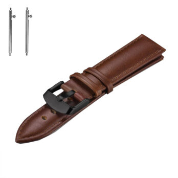 18mm Genuine Leather Quick Release Replacement Watch Band Strap Brown Plain With Rose Buckle