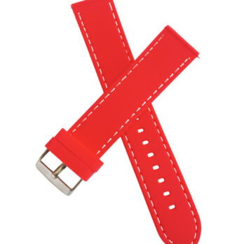 22mm Red Silicone Quick-Release Watch Band Strap with White Stitch
