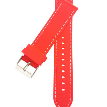 22mm Red Silicone Quick-Release Watch Band Strap with White Stitch