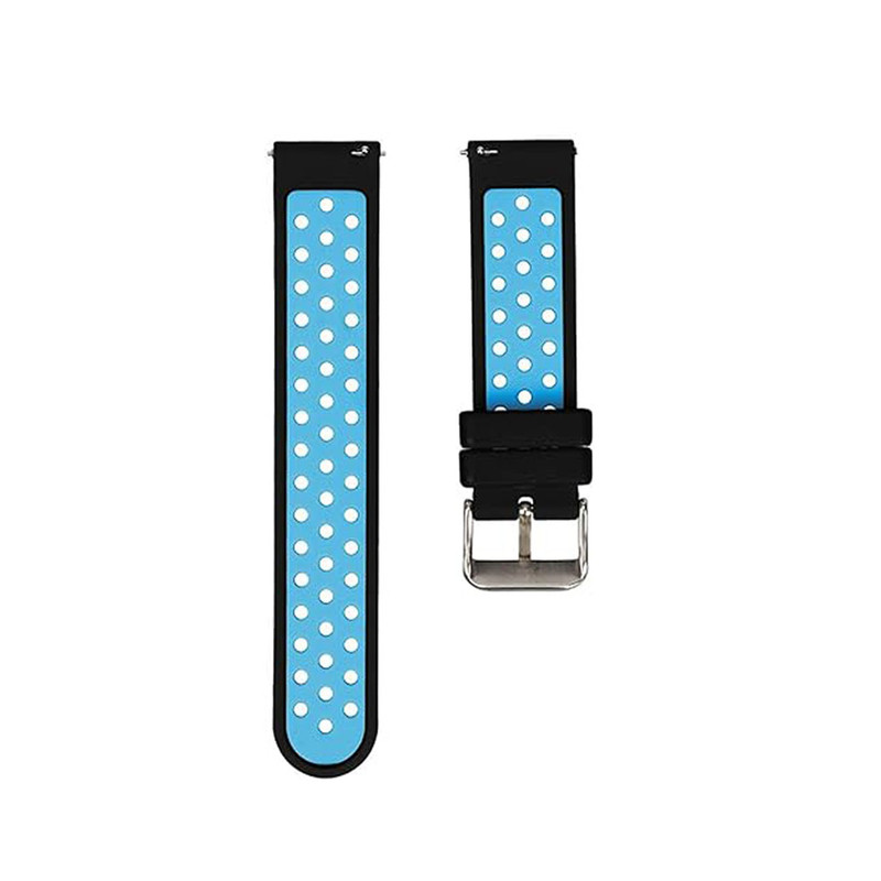22mm Replacement Black With Blue Silicone Quick Release Watch Band Strap - Image 2