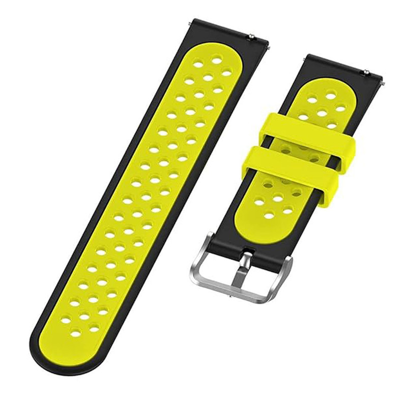 22mm Replacement Black With Yellow Silicone Quick Release Watch Band Strap - Image 2