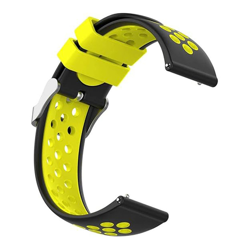 22mm Replacement Black With Yellow Silicone Quick Release Watch Band Strap - Image 3