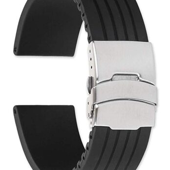 18mm Butterfly Deployment Silicone Rubber Watch Band Strap
