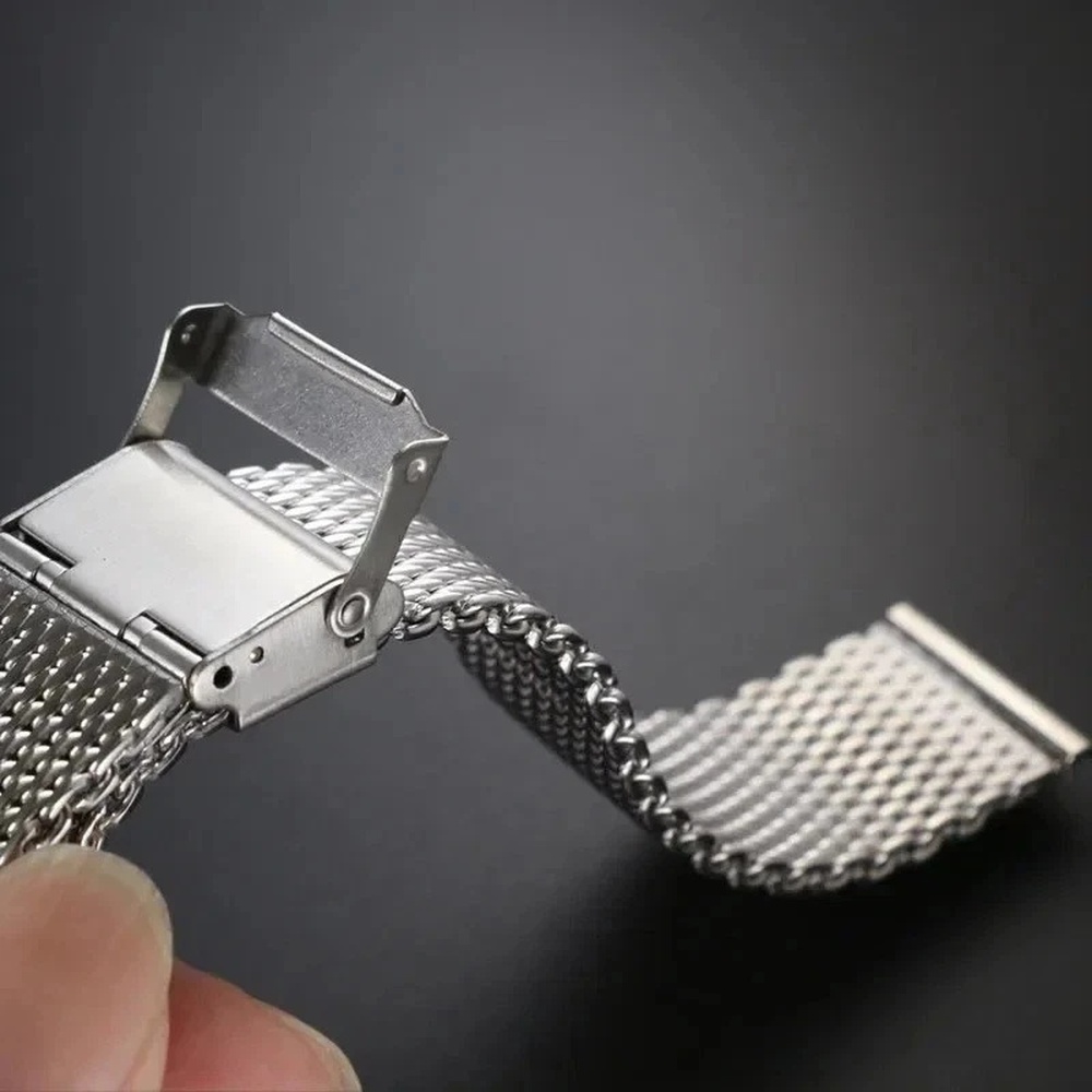 EWATCH ACCESSORIES 20mm 22mm Milanese Stainless Steel Mesh Watch Strap for Men Women, Metal Mesh Bracelet Watch Band Replacement with Adjustable Clasp, Silver - Image 8