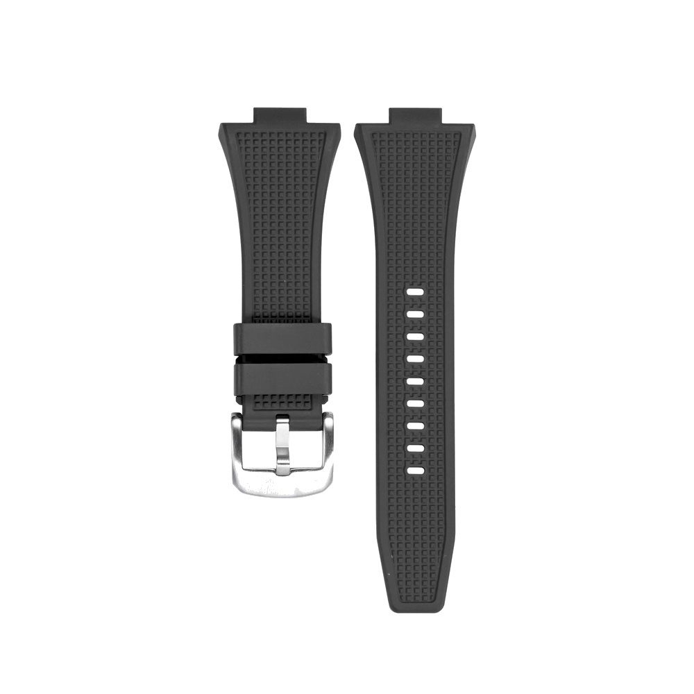 EWATCH ACCESSORIES Silicone Rubber Watch Strap for Men Women, Curved End Waffle Texture Replacement Watch Band with Steel Buckle, Black Grey White Orange Green Blue, Wrist Watch Belt (Spring Bar Not Included)