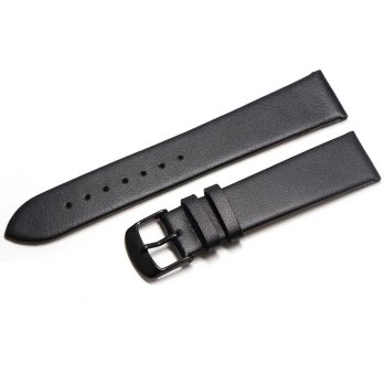EWATCH ACCESSORIES Watch Strap Plain Genuine Leather Watch Band for Men Women, 14mm to 30mm, Black Brown Leather with Golden Rose Gold Silver Black Buckle, Replacement Wrist Watch Belt