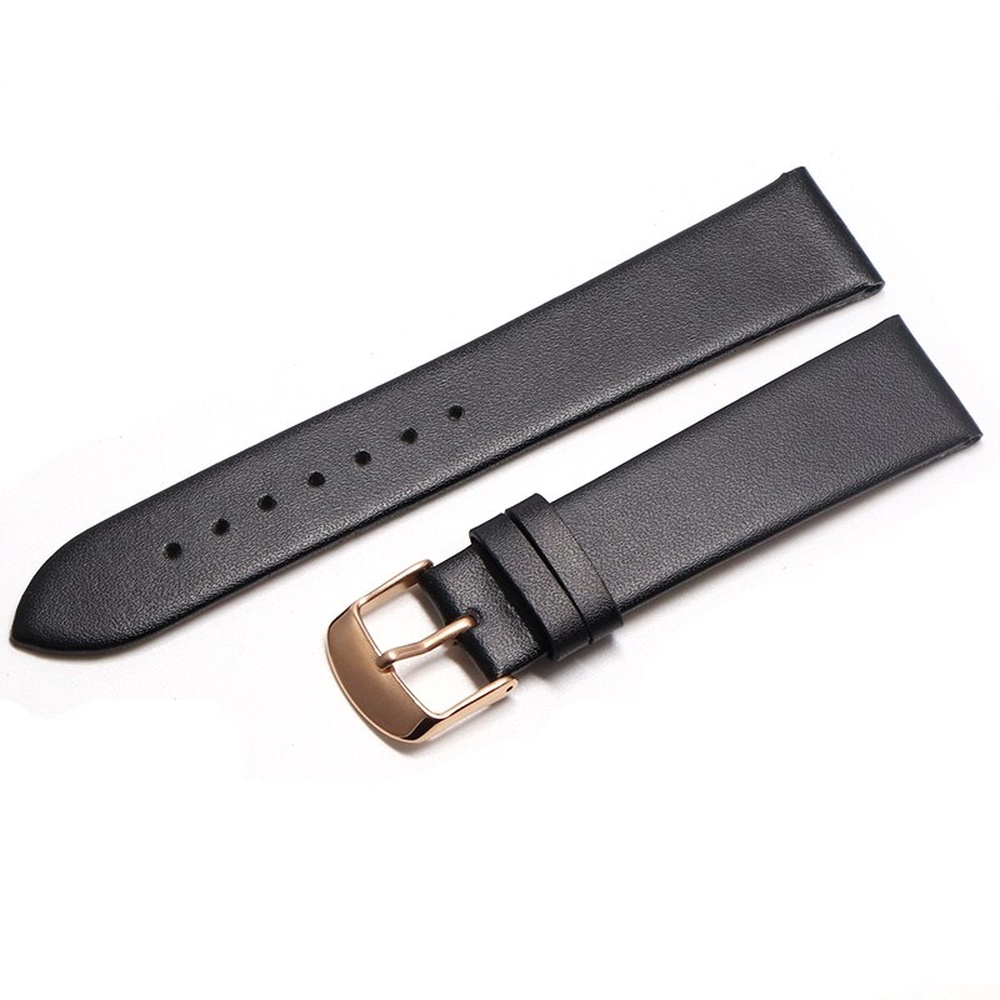 EWATCH ACCESSORIES Watch Strap Plain Genuine Leather Watch Band for Men Women, 14mm to 30mm, Black Brown Leather with Golden Rose Gold Silver Black Buckle, Replacement Wrist Watch Belt - Image 4