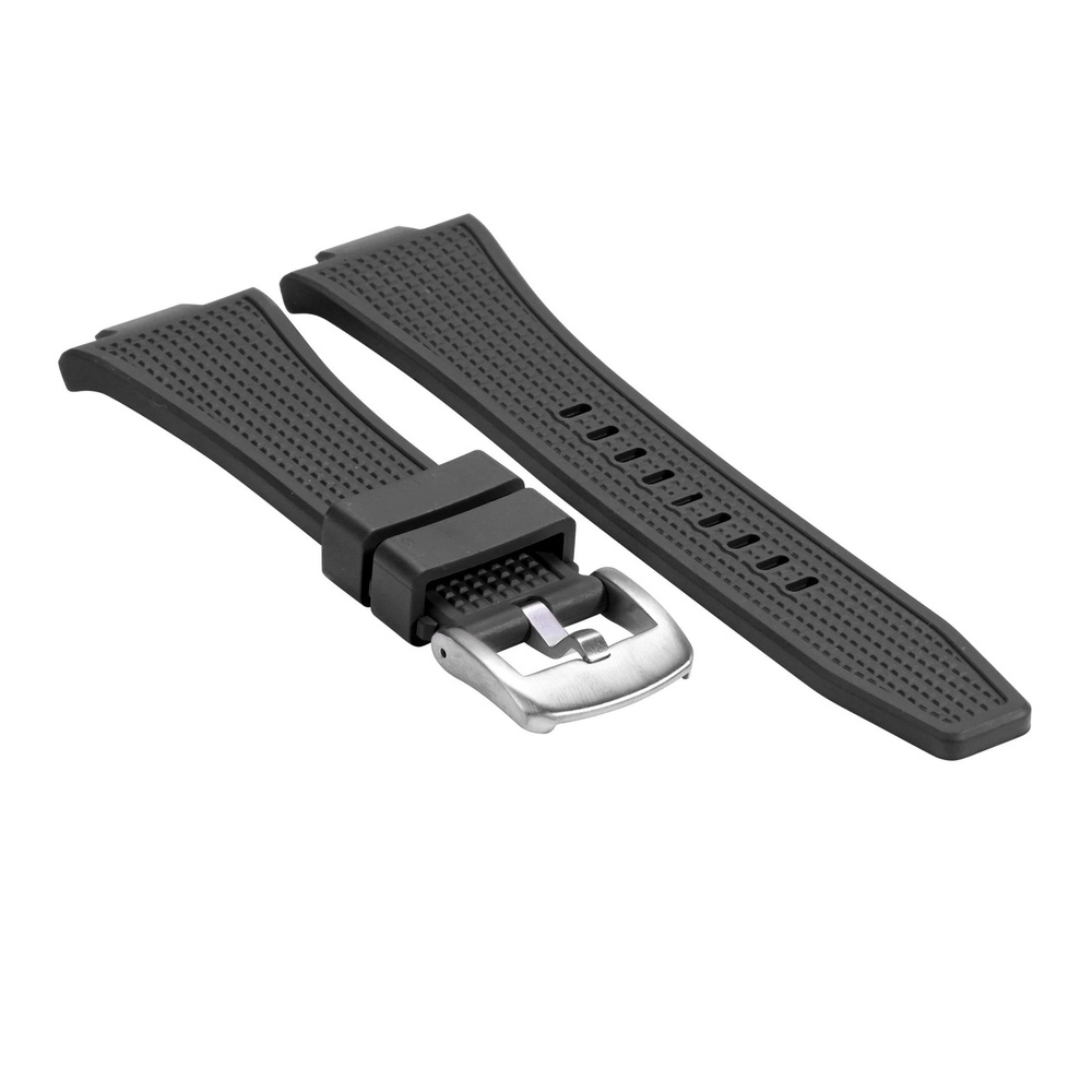 EWATCH ACCESSORIES Silicone Rubber Watch Strap for Men Women, Curved End Waffle Texture Replacement Watch Band with Steel Buckle, Black Grey White Orange Green Blue, Wrist Watch Belt (Spring Bar Not Included) - Image 2