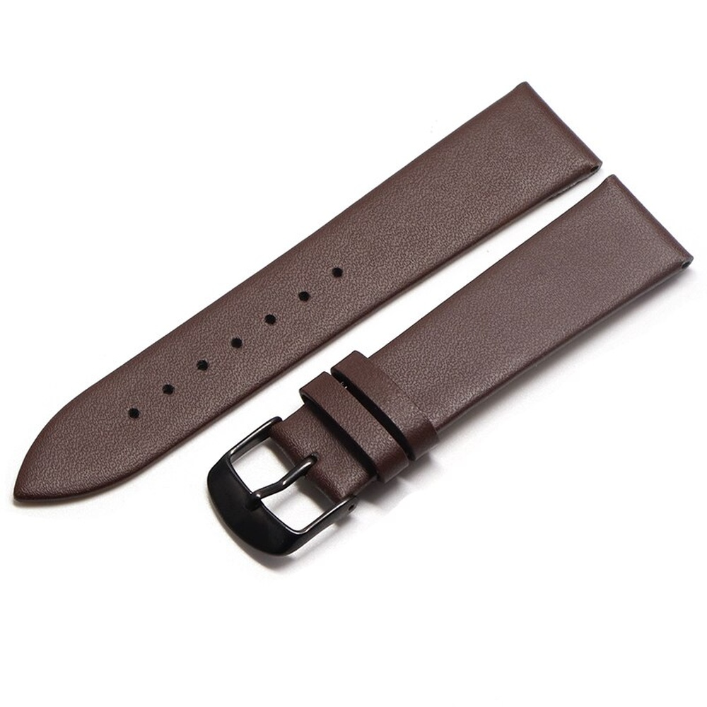 EWATCH ACCESSORIES Watch Strap Plain Genuine Leather Watch Band for Men Women, 14mm to 30mm, Black Brown Leather with Golden Rose Gold Silver Black Buckle, Replacement Wrist Watch Belt - Image 7