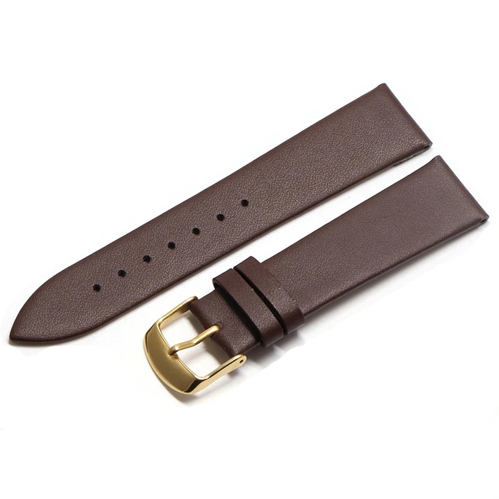 EWATCH ACCESSORIES Watch Strap Plain Genuine Leather Watch Band for Men Women, 14mm to 30mm, Black Brown Leather with Golden Rose Gold Silver Black Buckle, Replacement Wrist Watch Belt - Image 8