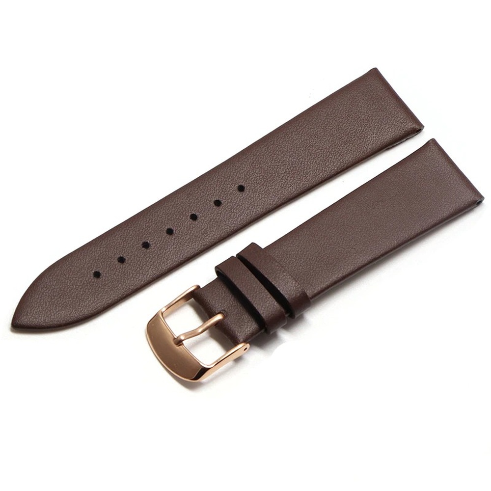 EWATCH ACCESSORIES Watch Strap Plain Genuine Leather Watch Band for Men Women, 14mm to 30mm, Black Brown Leather with Golden Rose Gold Silver Black Buckle, Replacement Wrist Watch Belt - Image 10