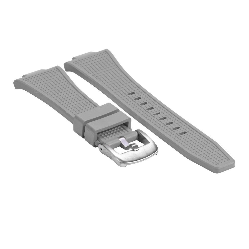 EWATCH ACCESSORIES Silicone Rubber Watch Strap for Men Women, Curved End Waffle Texture Replacement Watch Band with Steel Buckle, Black Grey White Orange Green Blue, Wrist Watch Belt (Spring Bar Not Included) - Image 5