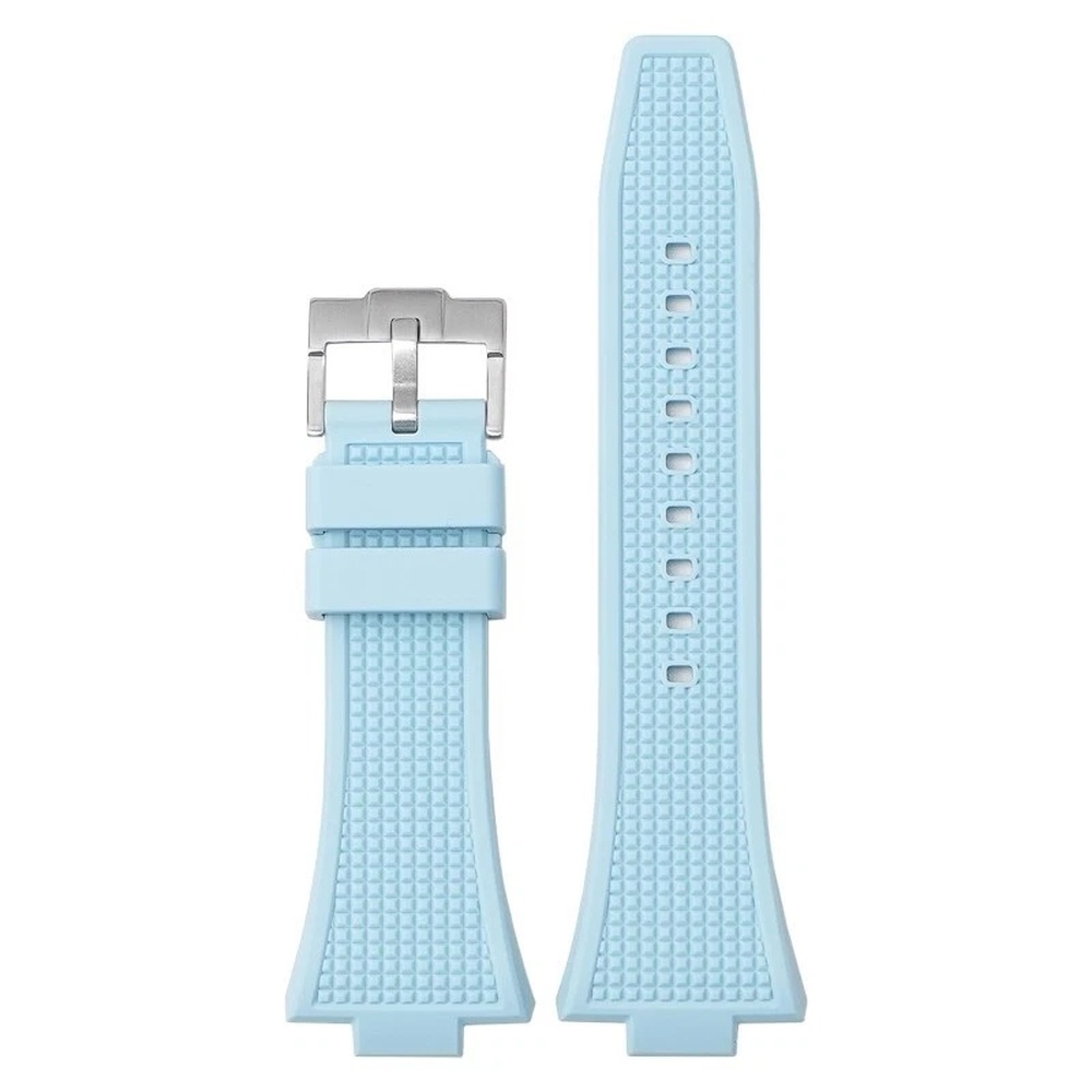 EWATCH ACCESSORIES Silicone Rubber Watch Strap for Men Women, Curved End Waffle Texture Replacement Watch Band with Steel Buckle, Black Grey White Orange Green Blue, Wrist Watch Belt (Spring Bar Not Included) - Image 12