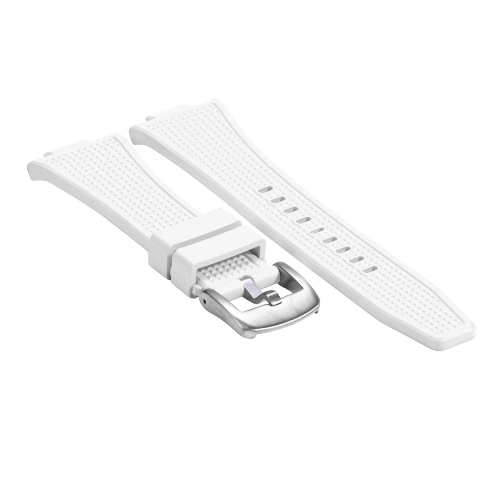 EWATCH ACCESSORIES Silicone Rubber Watch Strap for Men Women, Curved End Waffle Texture Replacement Watch Band with Steel Buckle, Black Grey White Orange Green Blue, Wrist Watch Belt (Spring Bar Not Included) - Image 7