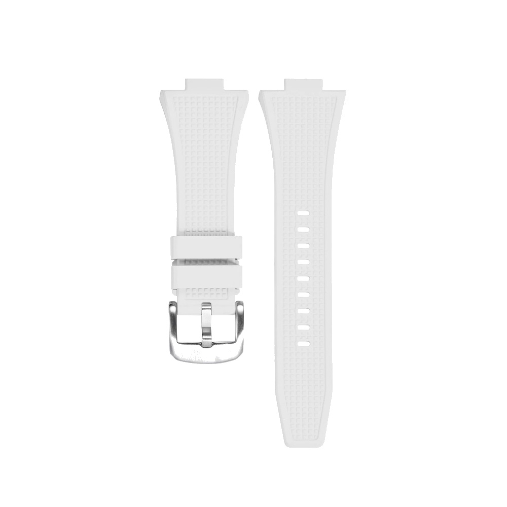 EWATCH ACCESSORIES Silicone Rubber Watch Strap for Men Women, Curved End Waffle Texture Replacement Watch Band with Steel Buckle, Black Grey White Orange Green Blue, Wrist Watch Belt (Spring Bar Not Included) - Image 6
