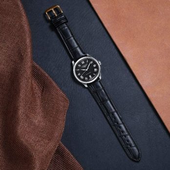 EWATCH ACCESSORIES Genuine Leather Watch Strap for Men Women 18mm 20mm 22mm 24mm, Replacement Leather Watch Band, Black Brown Tan Blue with Rose Gold Silver Buckle, Wrist Watch Belt